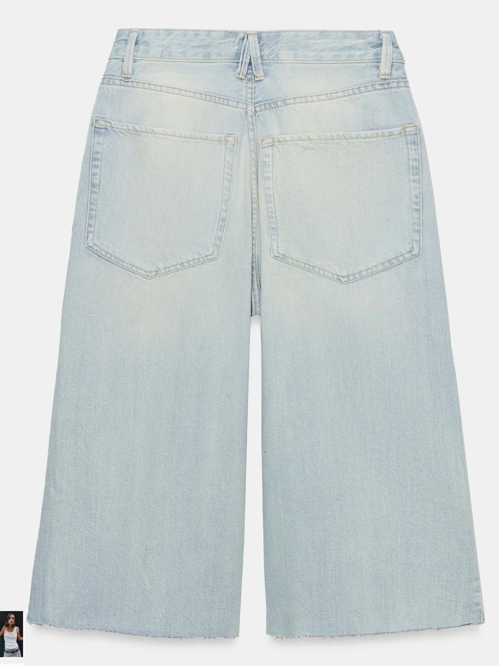 Mid Rise Crop Denim Jorts - Picture 2 of 9